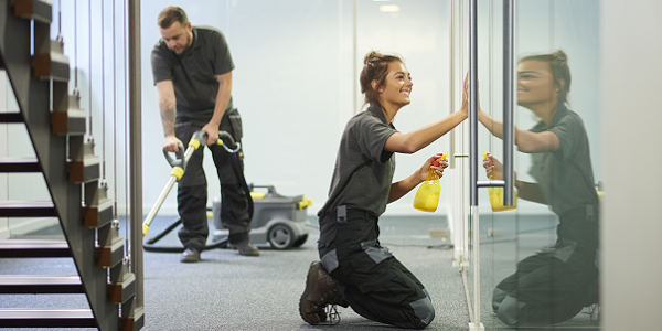 Cleaners in office building