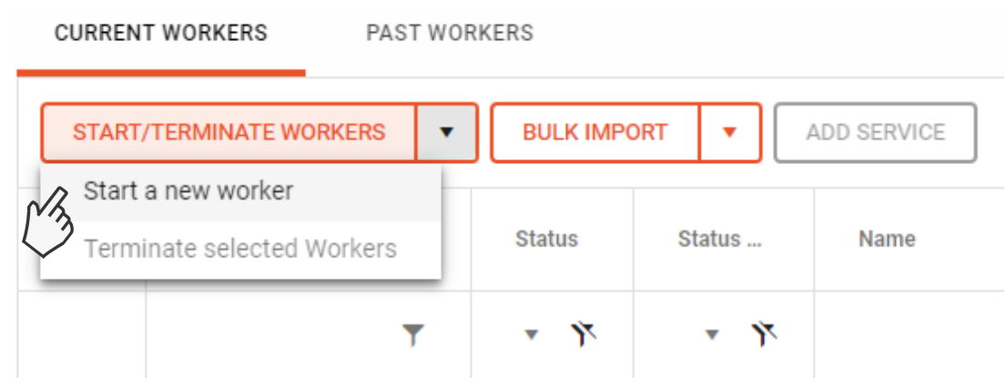 Image showing start worker button