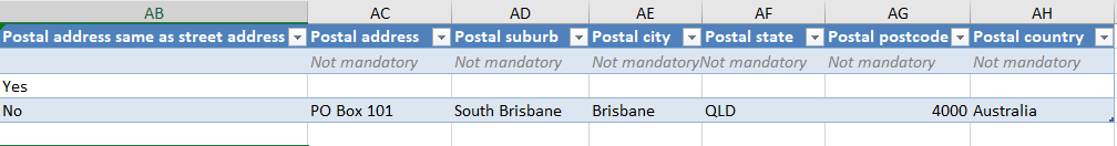Image showing columns AB-AH in spreadsheet