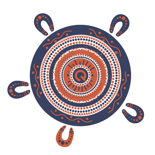 QLeave Gathering symbol - this represents a place that warmly welcomes and embraces all individuals, while also embracing the rich cultural heritage of Aboriginal and Torres Strait Islander peoples. This depiction stands as a powerful symbol of inclusivity and meaningful connections.