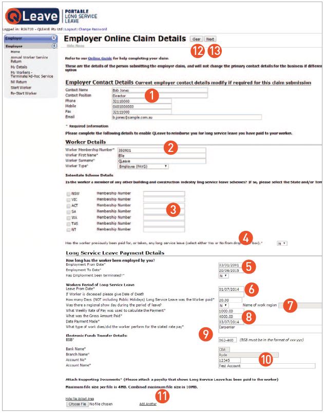 Employer online claim details