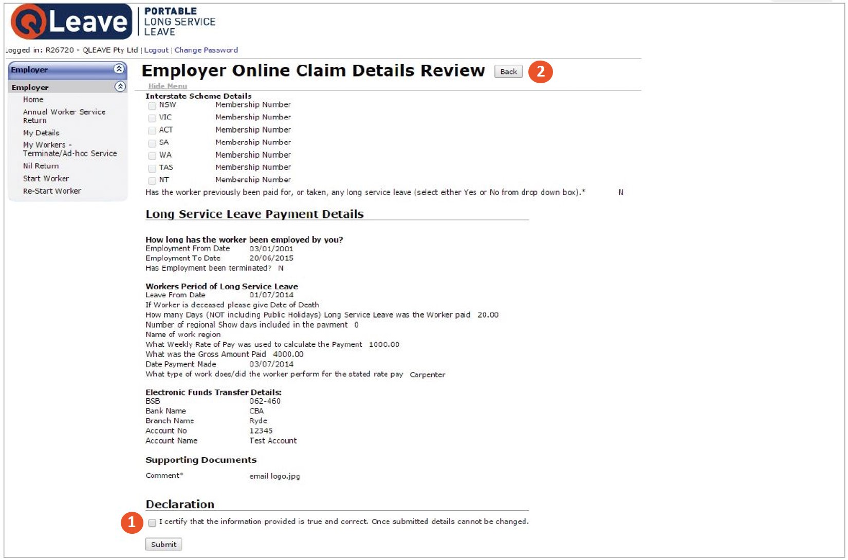 Review your online claim