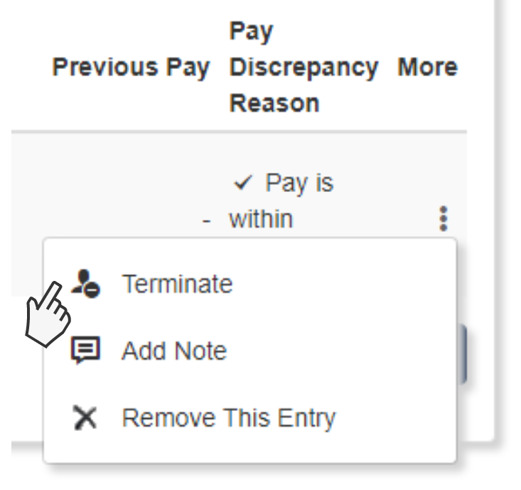 Screenshot of the terminate option