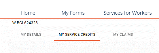 Select my service credits from the menu